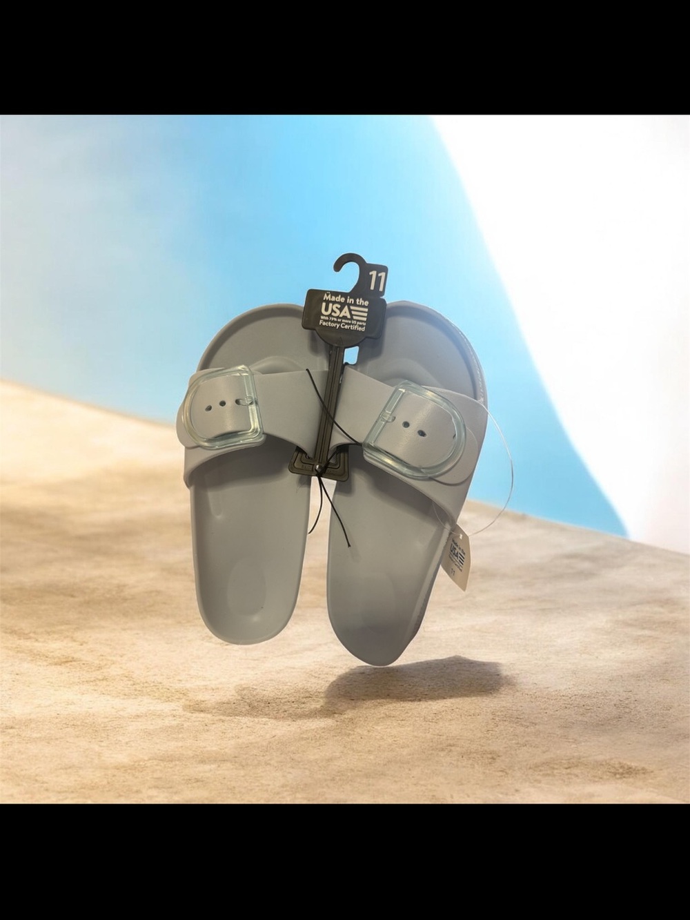 Classic Slide Sandals in Light Gray